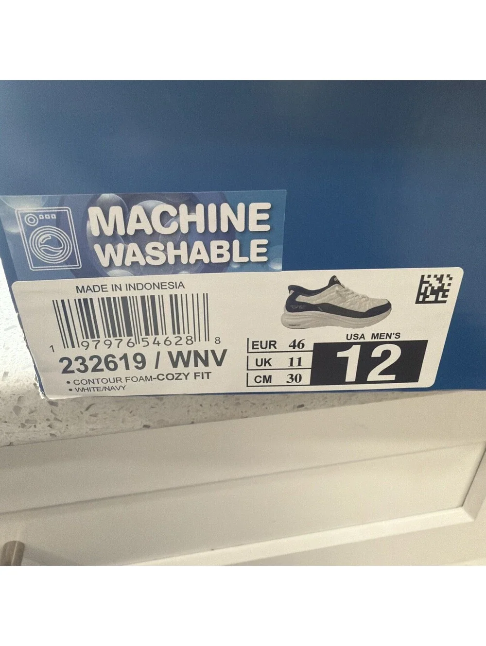 Skechers Slip-Ins Contour Foam Cozy Fit White Navy 232619 WNV Men's Size 12 New